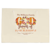 Religious Thanksgiving Faith Bible Quote ラージペーパーバッグ (裏面)