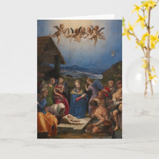 Religious Themed Nativty カード (黄色い花)