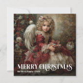 Religious Victorian Angel Burgundy Red Gold Xmas シーズンカード (正面)