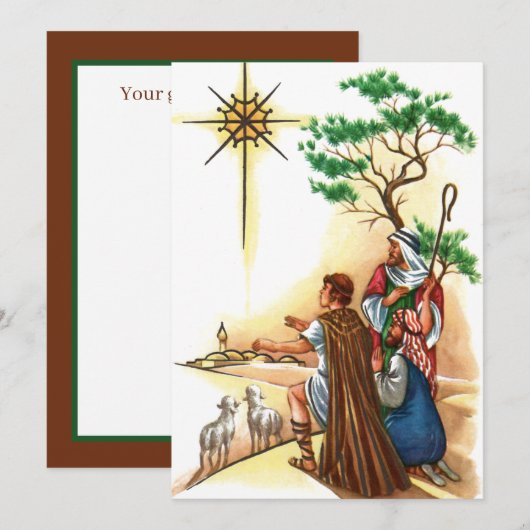 Religious Vintage Christmas Shepherds シーズンカード (正面/裏面)