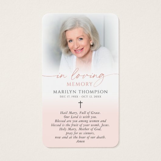 Religious Virgin Mary Cross Prayer Card (裏面)