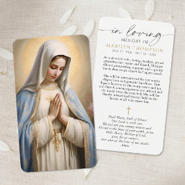 Religious Virgin Mary Cross Sympathy Prayer Card