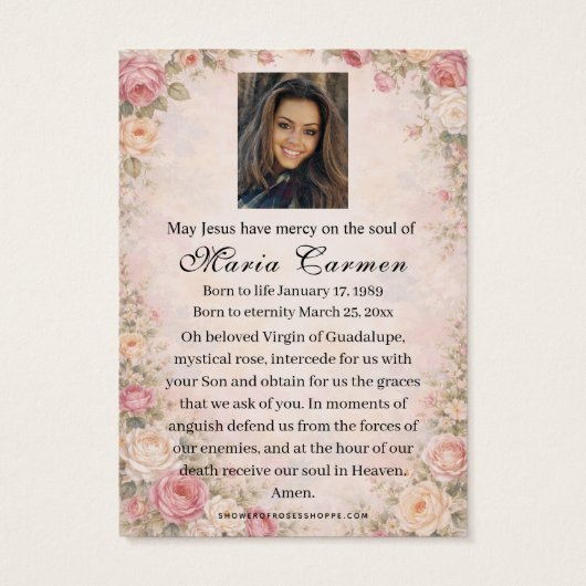 Religious Virgin Mary Guadalupe Catholic Funeral (裏面)