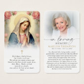 Religious Virgin Mary In Loving Memory Prayer Card (正面&裏面)