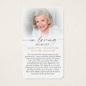 Religious Virgin Mary In Loving Memory Prayer Card (裏面)