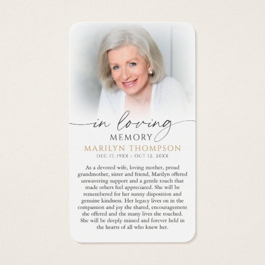 Religious Virgin Mary In Memory Cross Prayer Card (裏面)