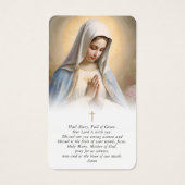 Religious Virgin Mary In Memory Cross Prayer Card (正面)