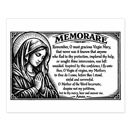 Religious Virgin Mary Memorare Catholic Prayer ラバースタンプ (インプリント)