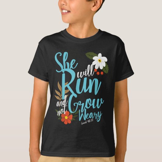Religious Women Girls That They Run Verse Isaiah 4 Tシャツ (正面)