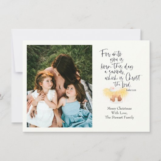 Religous Christmas Photo Card Luke Bible Verse (正面)