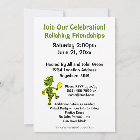 Relish Picklball Party Invitation 招待状 (裏面)