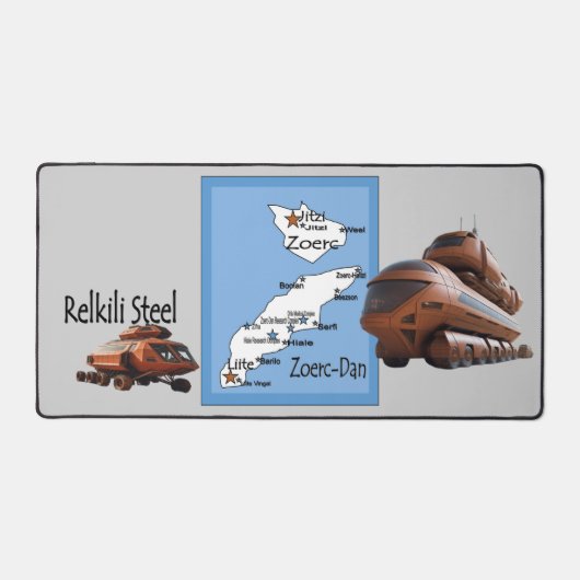 Relkili Steelの地図とカバーアート デスクマット (正面)