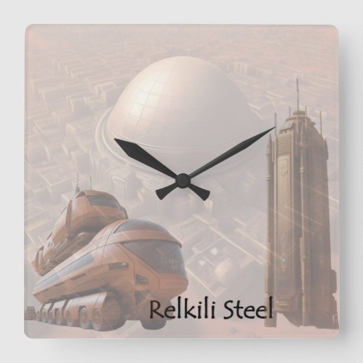 Relkili Steelカバーアート スクエア壁時計 (正面)
