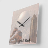 Relkili Steelカバーアート スクエア壁時計 (傾斜)