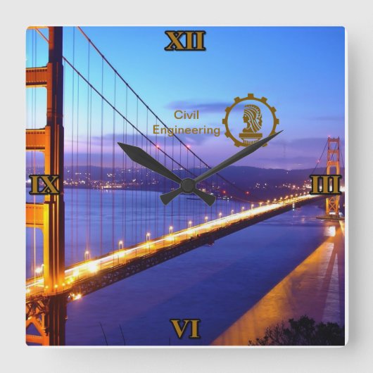 Relógio de Parede Engenharia Civil スクエア壁時計 (正面)