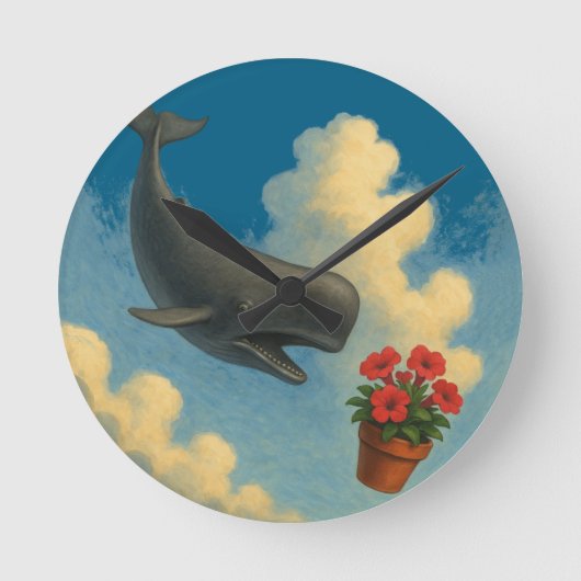 Relógio de Parede Whale & Bowl Of Petunias ラウンド壁時計 (正面)