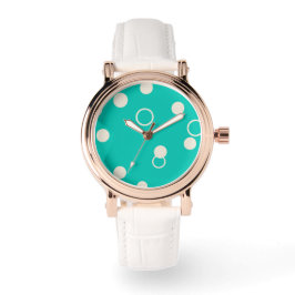 RELOGIO DESIGN Padrão Gráfico em Turquesa e Branco 腕時計