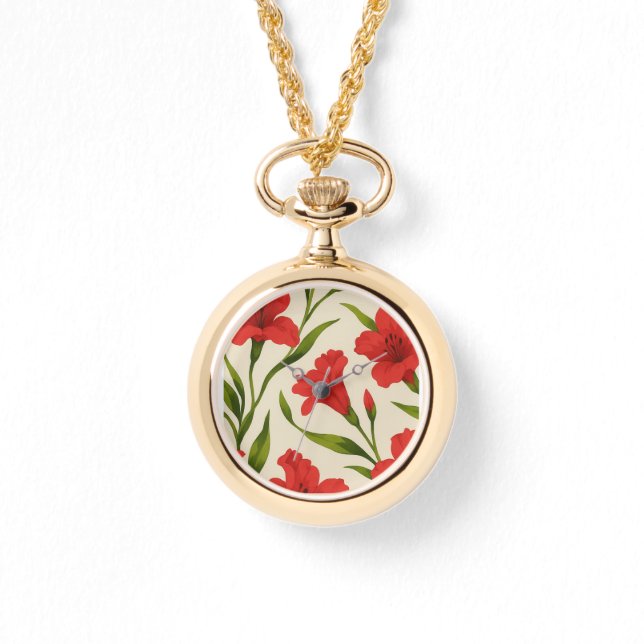 relógio florais vermelha  腕時計 (正面)