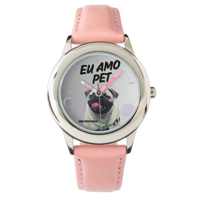 Relógio Infantil Rosa Pet 腕時計 (正面)