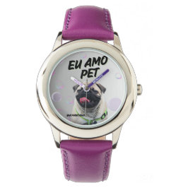 Relógio Infantil Roxo de Aço Inoxidável Pet 腕時計