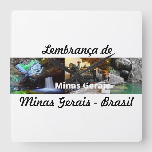 Relogio lembrança de Minas Gerais スクエア壁時計 (正面)