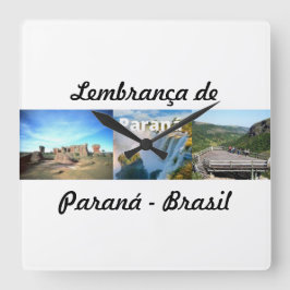 Relogio lembrança de Paraná Brasil スクエア壁時計