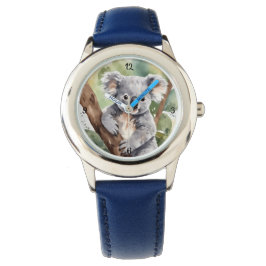 Reloj Adorable con Koala Bebé en Estilo Acuarela 腕時計