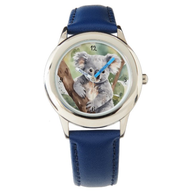 Reloj Adorable con Koala Bebé en Estilo Acuarela 腕時計 (正面)