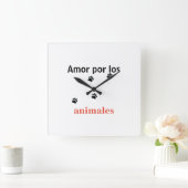 Reloj  amor por los animales スクエア壁時計 (ホーム)