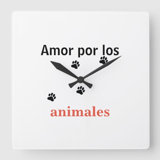Reloj  amor por los animales スクエア壁時計 (正面)