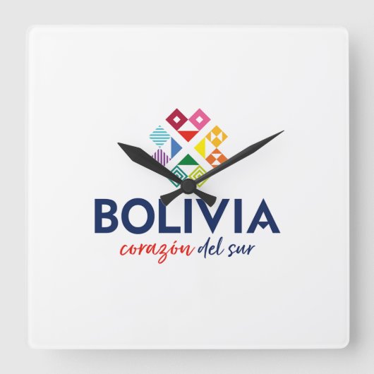 Reloj Bolivia corazón del sur スクエア壁時計 (正面)