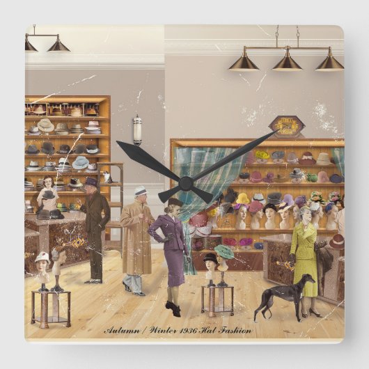 Reloj Cuadrado Autumn - Winter Fashion, 1934 スクエア壁時計 (正面)