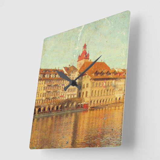 Reloj Cuadrado Polaroids from Lucerne スクエア壁時計 (傾斜)