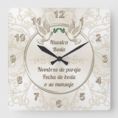 Reloj de boda, personalizado en espainol スクエア壁時計 (正面)