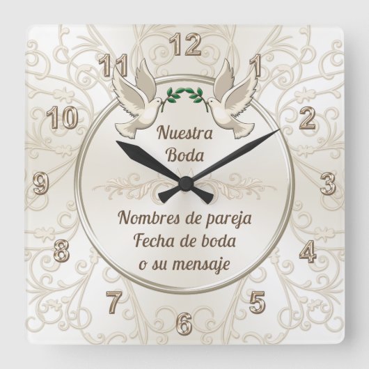 Reloj de boda, personalizado en espainol スクエア壁時計 (正面)