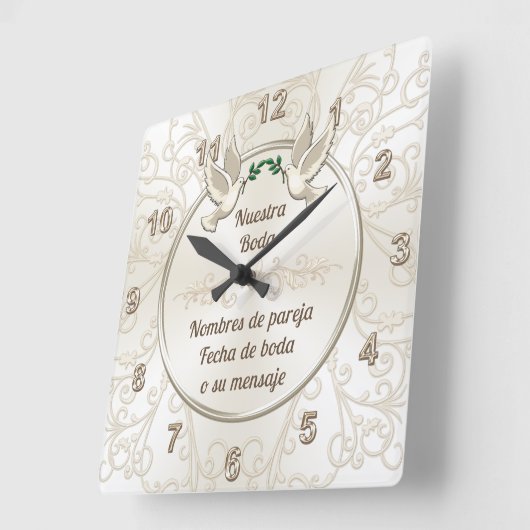 Reloj de boda, personalizado en espainol スクエア壁時計 (傾斜)