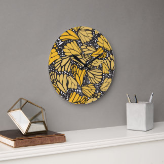 Reloj de pared circular estampado mariposa monarca ラージ壁時計