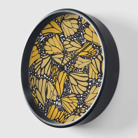 Reloj de pared circular estampado mariposa monarca 壁時計 (傾斜)