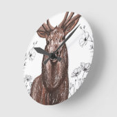 Reloj de pared con diseño de venado con flores. ラウンド壁時計 (傾斜)