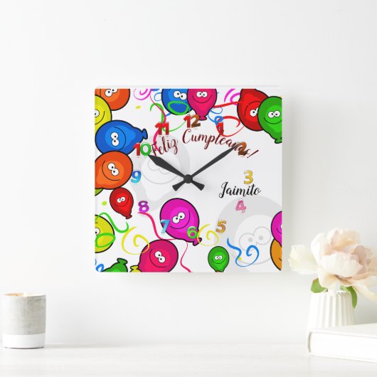 Reloj de Pared con Felz Cumpleanos personalizado スクエア壁時計 (ホーム)