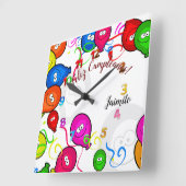 Reloj de Pared con Felz Cumpleanos personalizado スクエア壁時計 (傾斜)