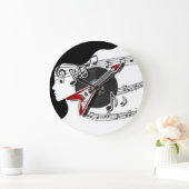 Reloj de pared con notas Musicales Y Mujer ラージ壁時計 (ホーム)