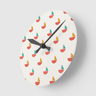 Reloj de pared con patrón de barquitos pequeños  ラウンド壁時計