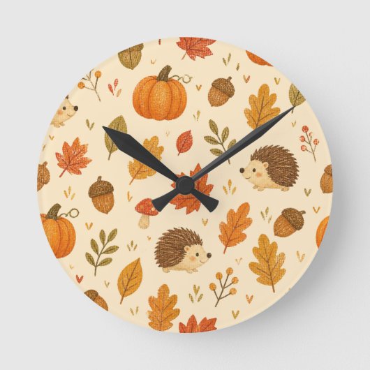 Reloj de pared con patrón otoño ideal para niños ラウンド壁時計 (正面)