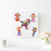 reloj de pared con payasos スクエア壁時計 (ホーム)