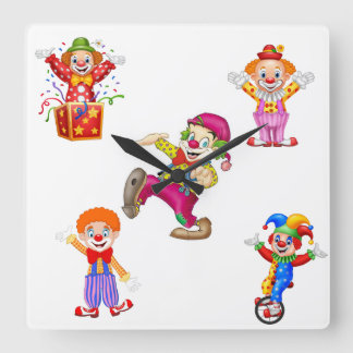 reloj de pared con payasos スクエア壁時計