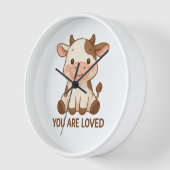 Reloj de pared con vaquita kawaii y frase "You Are 壁時計 (傾斜)