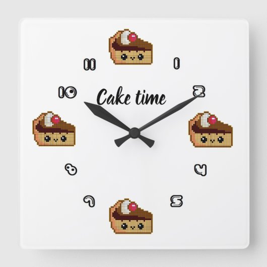 Reloj de pared cuadrado CAKE TIME スクエア壁時計 (正面)