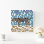 Reloj de pared cuadrado con diseño perro caminando スクエア壁時計 (ホーム)