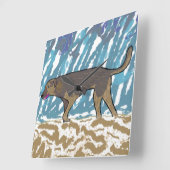 Reloj de pared cuadrado con diseño perro caminando スクエア壁時計 (傾斜)